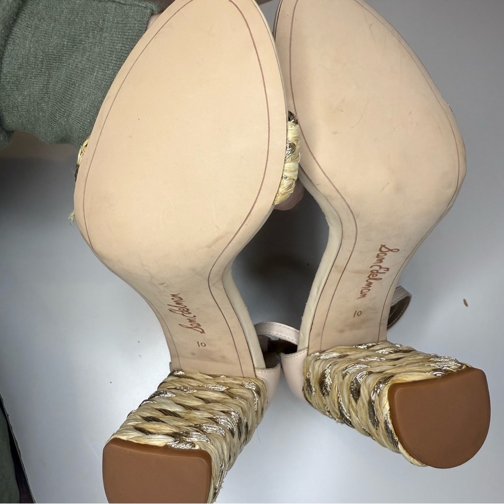 Sam Edelman Yoana Woven Raffia & Leather Sandals Size 10 GUC - Picture 5 of 9